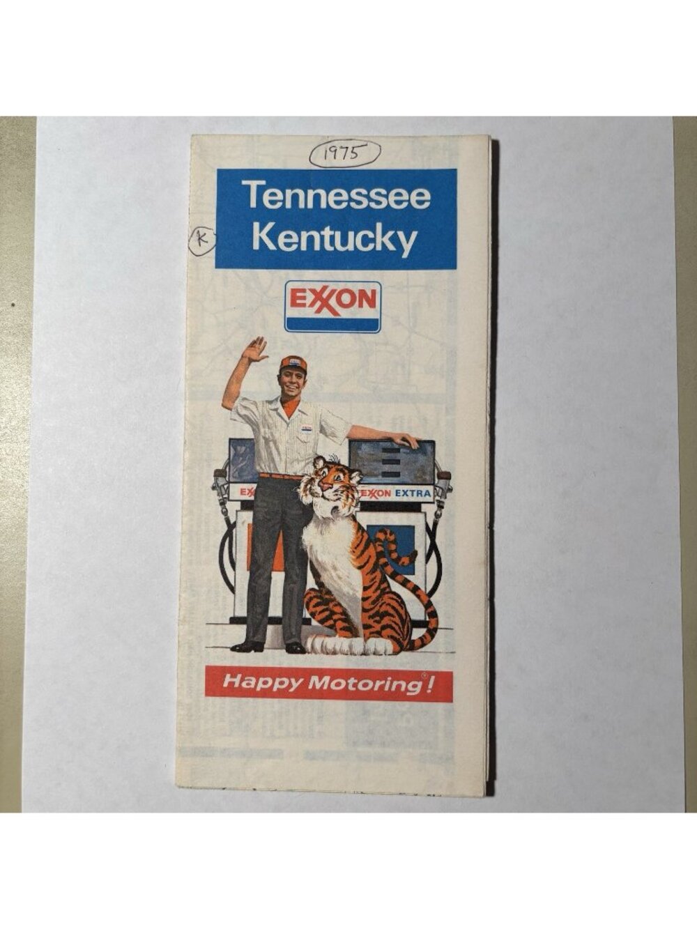 Vintage Exxon Oil Gas Tennessee Kentucky State US Tour Travel Road Map 1975